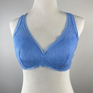 Victoria's Secret Blue Lace Racerback Bralette Wireless Padded Bra Large